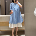Jiangnan Style Embroidered Dress, Loose Crew Neck Lace Mid-Length A-Line