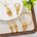 Overseas Western Dubai Gold Flower Beaded Fringe Pendant Necklace Bracelet Set Earrings Ring Wedding Banquet Set