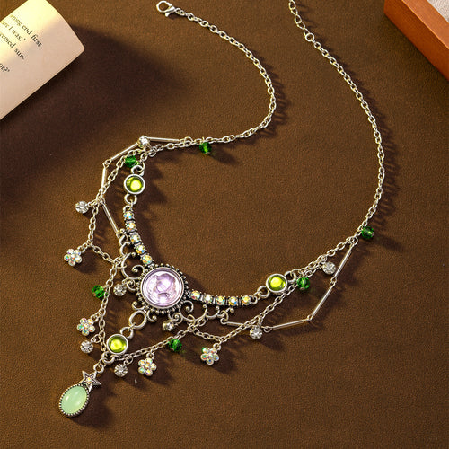 Cyan Island Vintage Style Necklace vintage Sleeping Dream Angel Cute Multi-Layer Fringe Necklace Retro Premium Accessory