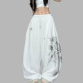 Summer Casual Rose Crystal Wide Leg Pants