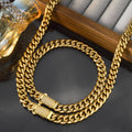 Cross-Border Hit Square Brand Premium Rhinestone Round Polish Dense Thick Cuban Chain Dragon Head Clasp Stainless Necklace Men Bold