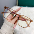Prescription Finish Item Glasses Unisex Artsy Retro Square Trendy Student Bare Face Anti-Blue Plano Fashionable Prescription Sunglasses