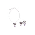 French Super Sparkle Sweet Cubic Zirconia Bow Cutout Earrings Necklace Set Fashionable Exquisite Necklace Design Detail Niche