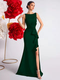 Women's Pleated Waist Elegant Evening Gown