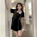 Summer Trendy Casual Short Sleeve Waist-Tie Dress + Long Skirt