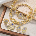 Western Classic Evil Eye Hand Palm Pendant Full Diamond xo Heart 4-Piece Set Overseas Wholesale