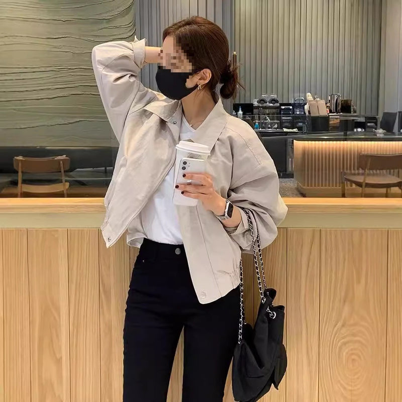 Women's Fall Workwear Casual Lightweight Jacket + Top 2026 | Trendy Jacket - Apricot