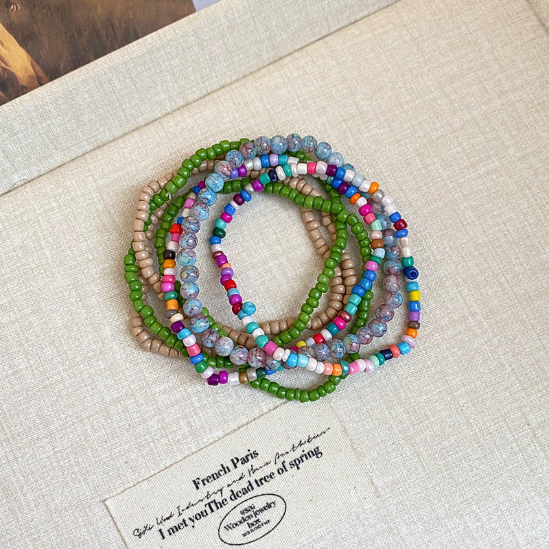 Colorful Layered Seed Bead Bracelet Set - view 8