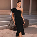 Women's One-Shoulder Ruffle Slimming Sexy Elegant Classic Evening Gown