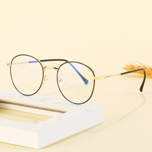 Influencer Metal Retro Plano Anti-Blue-Light Myopia Glasses Student Korean Unisex Prescription Glasses Finish Item With Rx