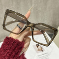 Contrast Square Big Frame Plano Women Overseas Influencer Style Blue-Light Glasses Simple Versatile Bare Face Glasses Frame