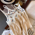 Bohemian Ethnic Style Embroidered Camisole Mid-Length Dress
