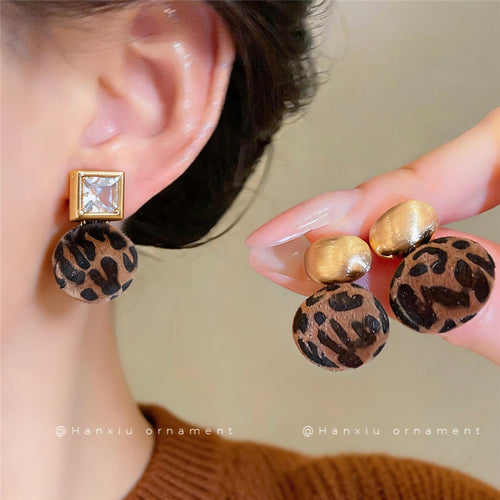 18K Gold-Plated Leopard Print Stud Earrings