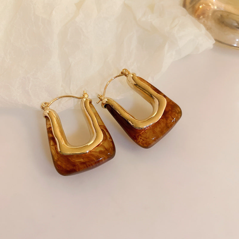 Brown Feather Heart Drop Earrings - view 6