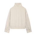 Women's Designer Stand Collar Tie-Front Loose Jacket 2026 | Trendy Jacket - Milk White