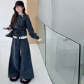 Girls' Lace Trim Knit Sweater Wide-Leg Pants Set