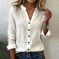 Spring-Summer Office Casual Long Sleeve V-Neck Shirt