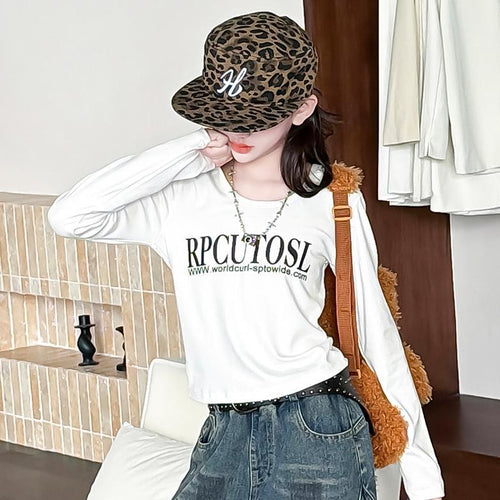 Girls' Letter Hoodie Denim Vest Wide-Leg Pants Three-Piece Set