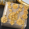 EU/US Import Accessory Fashionable Design Detail Heart Necklace Bracelet Earrings Ring Set 3D Heart Necklace