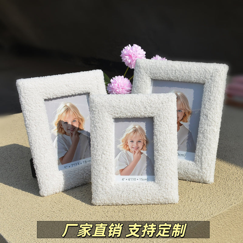 毛绒相框密度板mdf包绒布泰迪绒手工框圣诞节欧美亚马逊678寸跨境