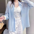 Women's Summer Casual Fashion Tencel Sun-Protection Lightweight Cardigan + Shirt + Ja - Apricot
