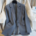 Women's Office Slimming Straight Leg On-Shoulder Blazer 2026 - Gray