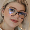 Retro Anti-Blue Plano Overseas Western Influencer Glasses Frame Trendy Photochromic Plano Cat-Eye Glasses