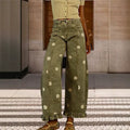 Retro Patchwork Printed Floral Loose Wide Leg Pants + Pants