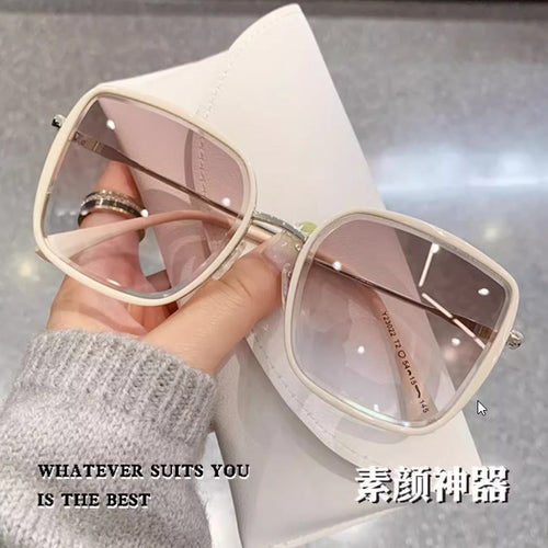 Women Sunglasses Overseas Summer Premium Big Frame Face-Slimming Gradient Sunglasses Driving UV-Proof Sunglasses