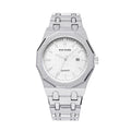 Cross-Border Hit Mens Watch Sand Texture Glow Waterproof Steel Band Quartz Watch Fashionable Light Luxury Formal Stylish Watch