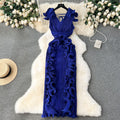 High-End Elegant Pleated Ruffle Trimmed Bodycon Long Dress for Banquet