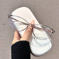 Beesfen M8238Z Cat-Eye Frame Face-Slimming Plano Anti-Blue-Light Glasses Ultra-Light Pure Titanium Prescription Glasses Women