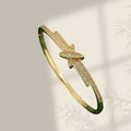 Overseas Western Copper Mini Set 18K Gold Starry Sky Cross Bangle Light Luxury Fashionable X Rhinestone Bracelet Hand Jewelry Item Wholesale