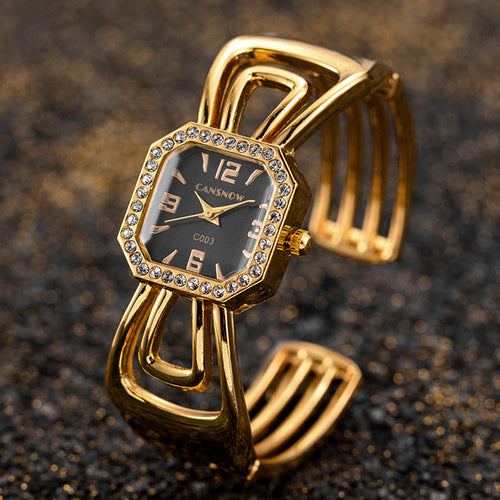 New Hot Sale Rhinestone Dial Women Bangle Watch Fashionable Personality Creative Cutout Band Girls Watch Drop Ship