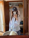 Summer Korean Elegant Long Sleeve Lapel Collar Floral Sun-Protection Shirt