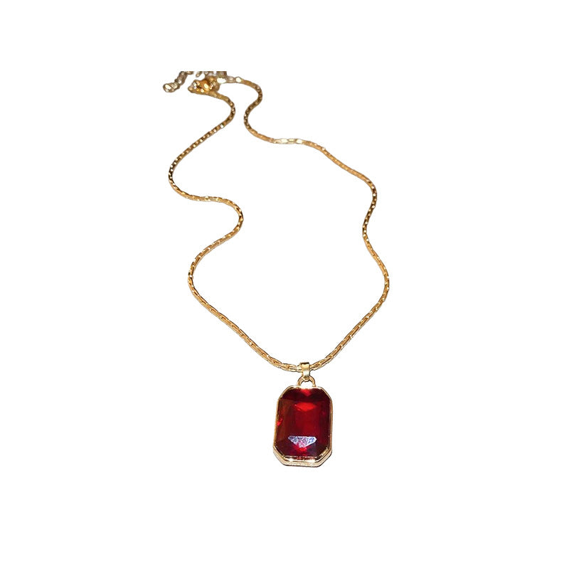 Vintage Red Square Pendant Necklace - view 5