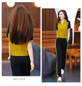 Summer Fashion Designer Short Sleeve Lapel Collar Loose Wide Leg Pants + Top 2-Piece Set