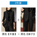 Fall Professional Casual Plus Size Mid-Length Long Blazer + Top Set