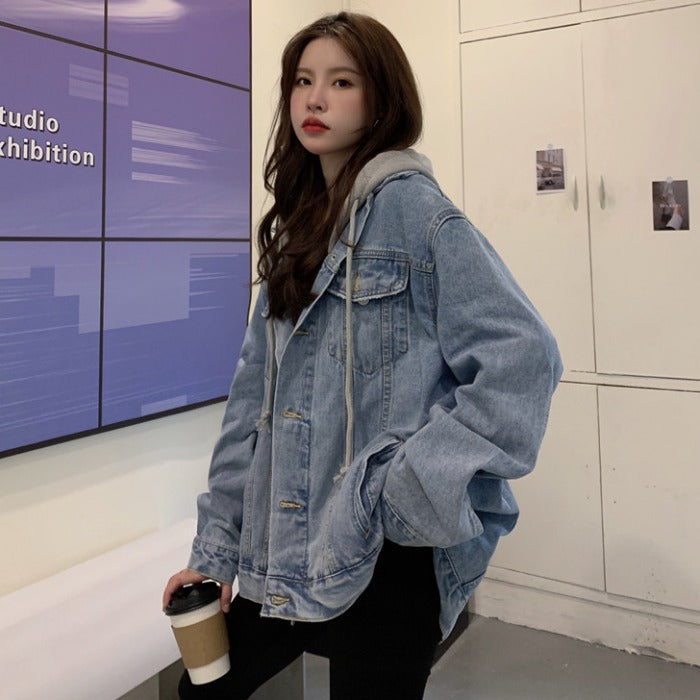 Women's Fall Korean Casual Loose Jacket + Top 2026 | Trendy Jacket - Light Blue