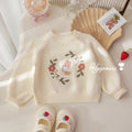 Girls' Bunny Embroidery Knit Pullover Sweater