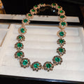 Retro Vintage Breeze Rhinestone Round Flower Necklace Set Fashionable Clavicle Chain Light Luxury Premium Necklace Women