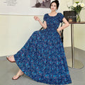 Rayon Floral Off-Shoulder Elastic Waist Bohemian Beach Dress
