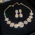 Western Imperial Breeze Rhinestone Geometric Teardrop Necklace Set Fashionable Personality Clavicle Chain Light Luxury Premium Necklace Women