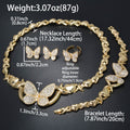 Overseas Bestseller Western Set Full Diamond Butterfly Pendant Fashionable Chain Necklace Bracelet Set Earrings Ring Set Sweet