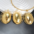 Overseas EU/US Import Metal Breeze Women Geometric Round Necklace Earrings Set Niche Round Band Pendant Design