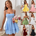 Women's Cotton Square Neck Bow Tie A-Line Dress