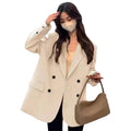 Women's Fall Casual Elegant Petite Blazer + Top 2026 | Casual Blouse - Khaki