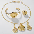 Amazon New Import 18K Cutout Rhinestone Necklace Bracelet Set Earrings Ring Retro Accessory Set Jewelry