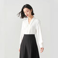 Office Professional Chiffon Long Sleeve V-Neck Shirt