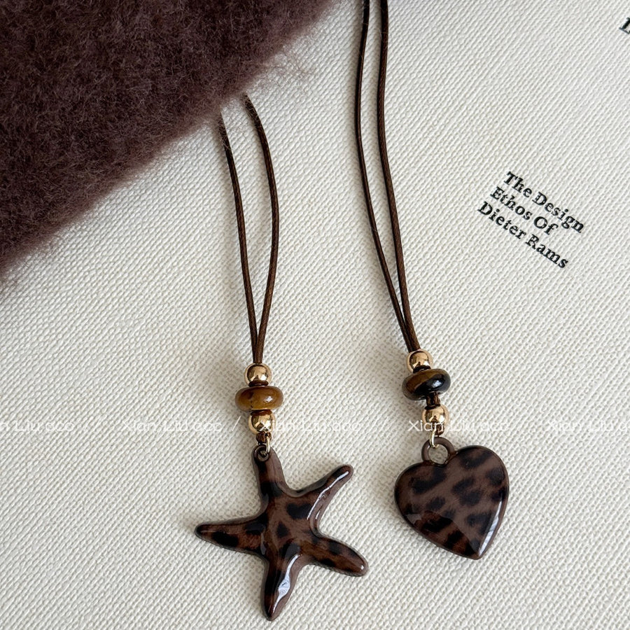 Vintage Leather Cord Stone Pendant Necklace - view 2